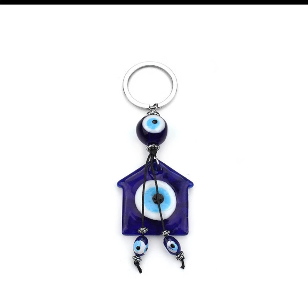 EVIL EYE GLASS HOME KEYCHAIN -KEYRING- LAST ONE